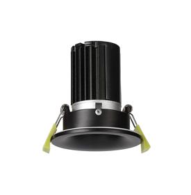 DM201531  Bruve 12 Tridonic powered 12W 2700K 1200lm 24° LED Engine;300mA ; CRI>90 LED Engine Matt Black Fixed Round Recessed Downlight; Inner Glass cover; IP65
